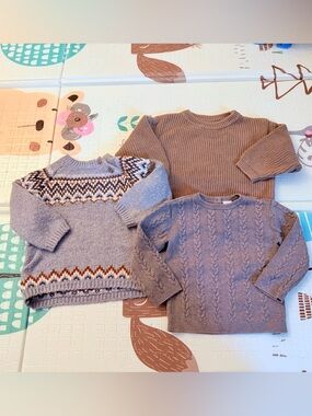 H&M Beige and Grey Knit Sweater Lot Boy 18 mos